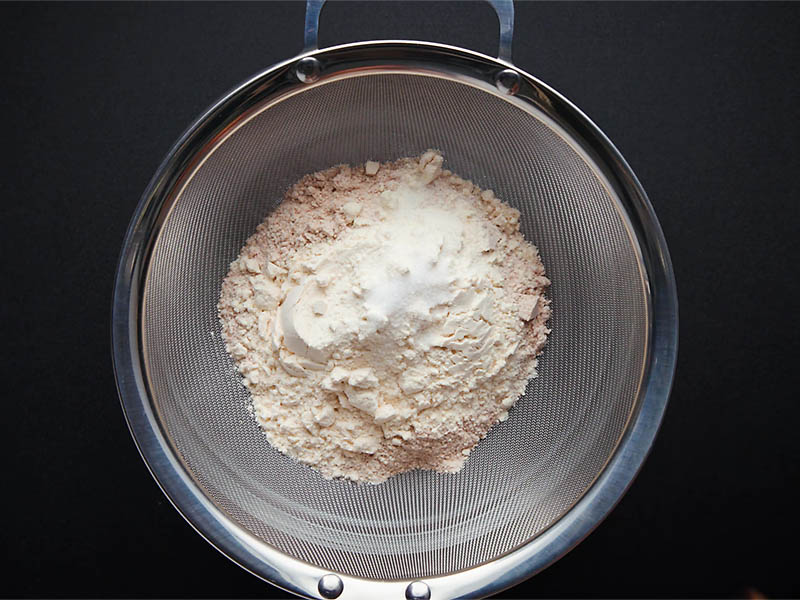 dry ingredients in a sieve