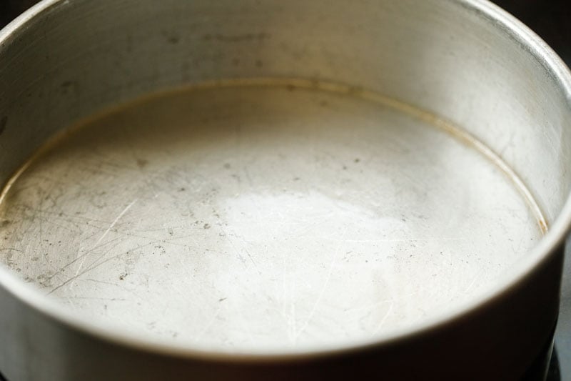 empty greased round baking dish