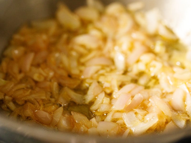 sautéed onions and garlic in oil after softening