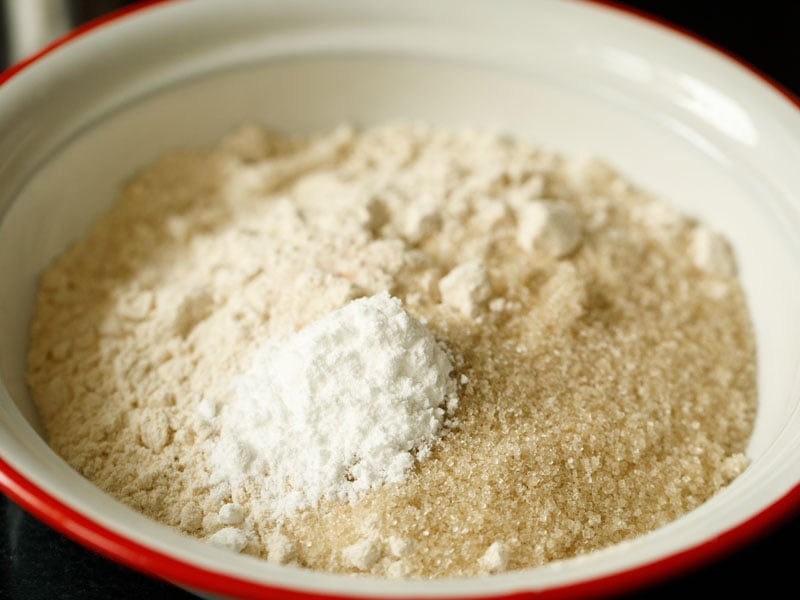 baking powder added to mixing bowl