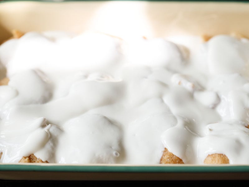 yogurt over fried lentil dumplings