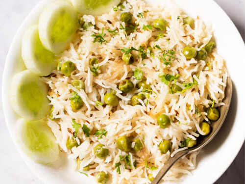 ¾ cup green peas ((matar) - preferably fresh or frozen)