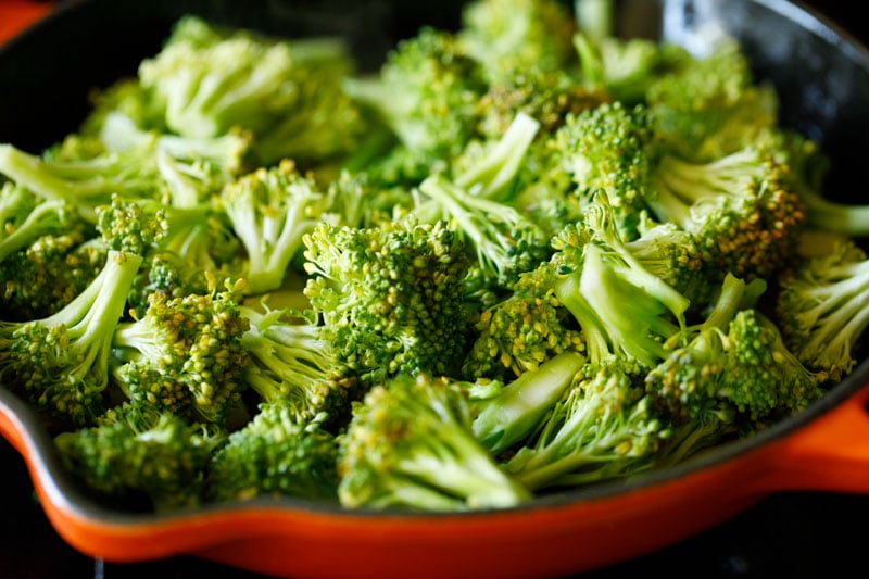 broccoli added in the skillet