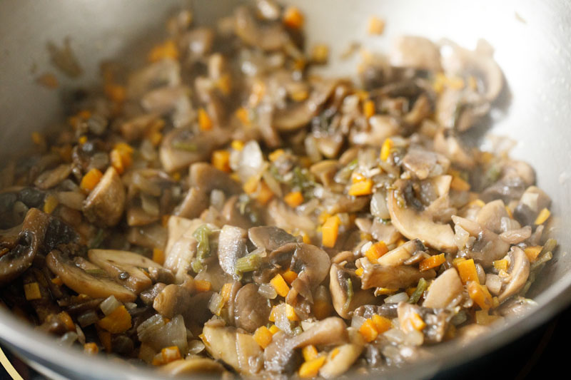 mushrooms sautéed in the pan