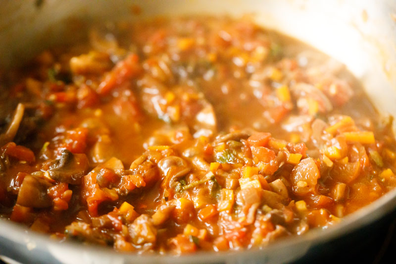 sauce being simmered