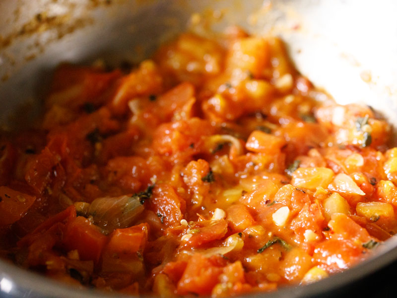 tomato mixture after deglazing pan