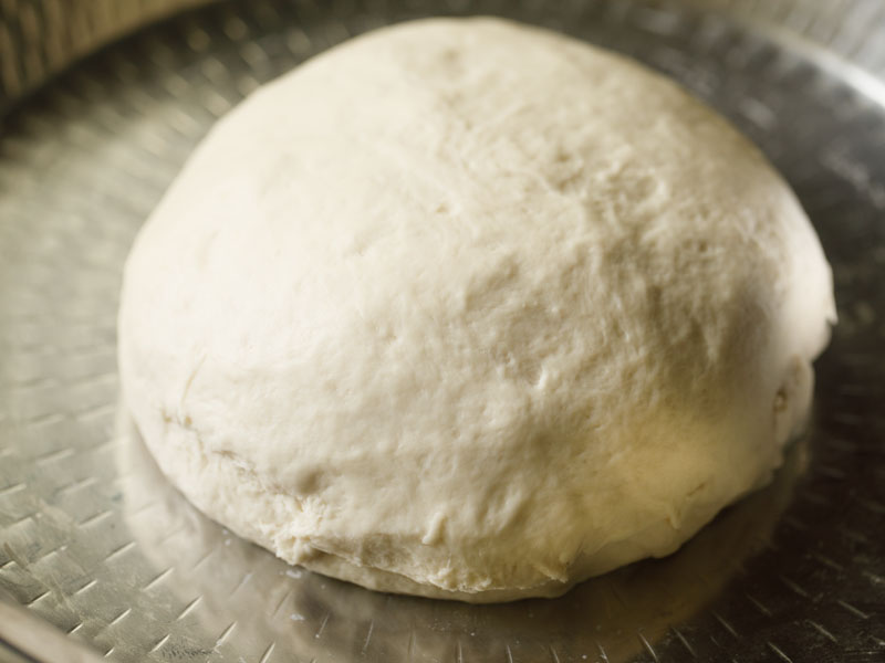 leavened and doubled bread dough