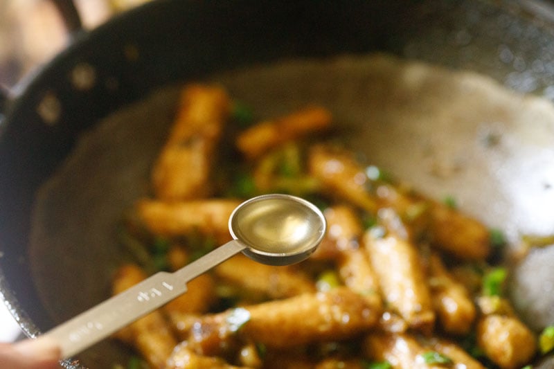 rice vinegar being added