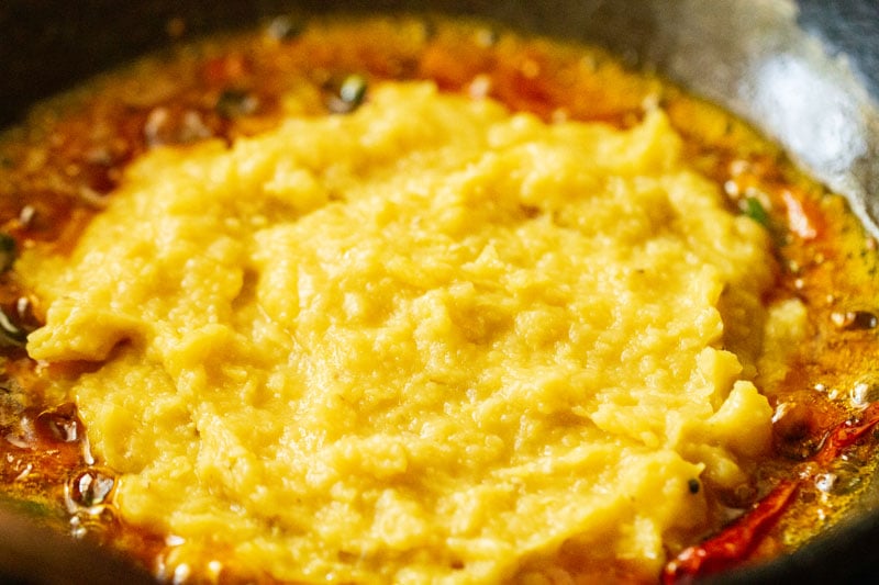 added mashed dal to the sautéed tomatoes, onions and spices mixture