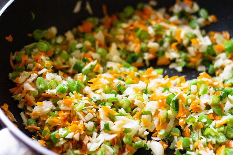 veggies added in the pan