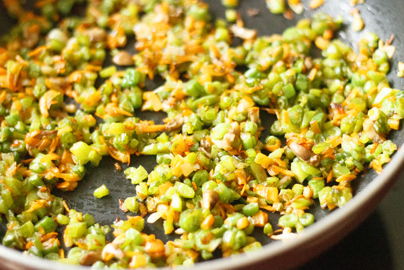 stir fried and lightly browned edges of the veggies