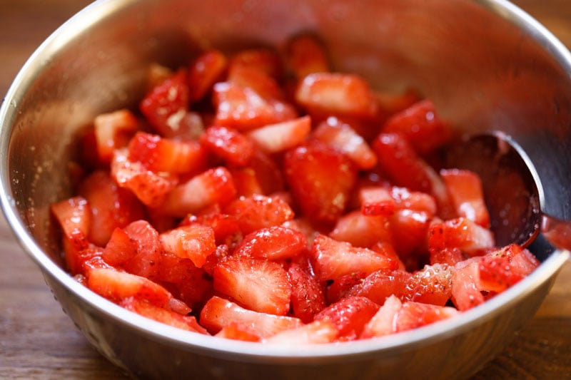 chopped strawberries mixed with sugar