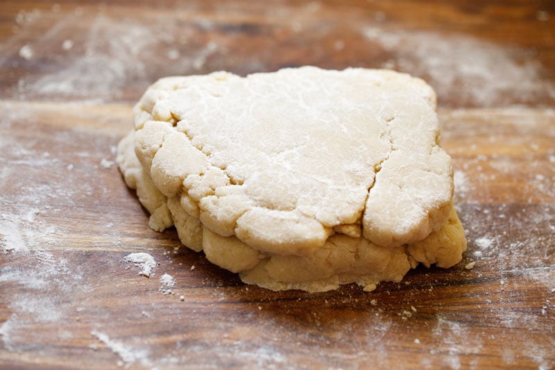 dough folded with a sprinkling of flour