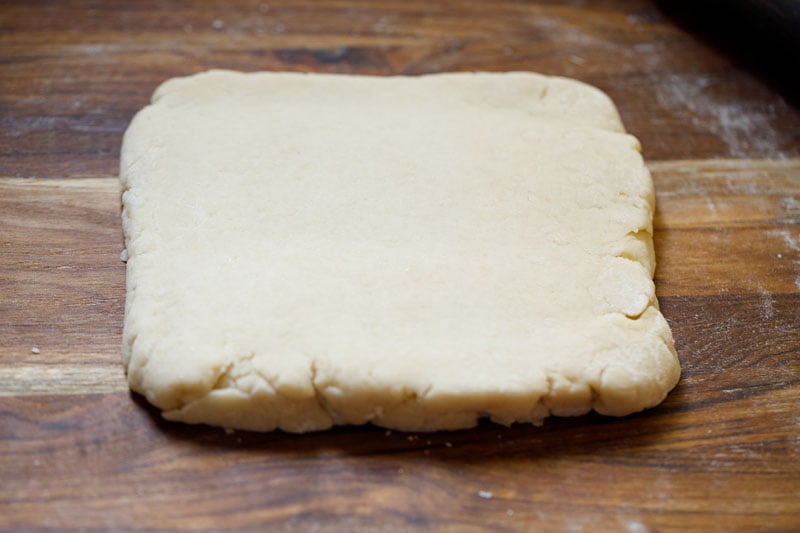 dough rolled finally into a neat rectangle