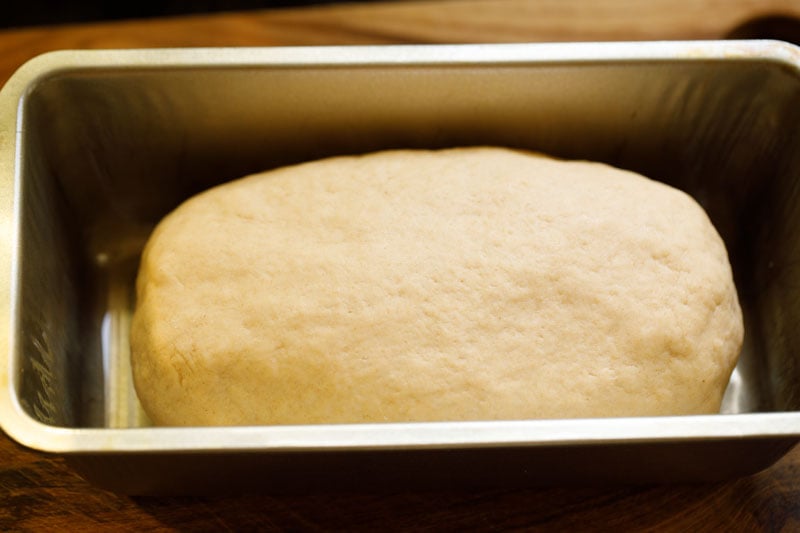 dough log kept in a greased loaf pan.