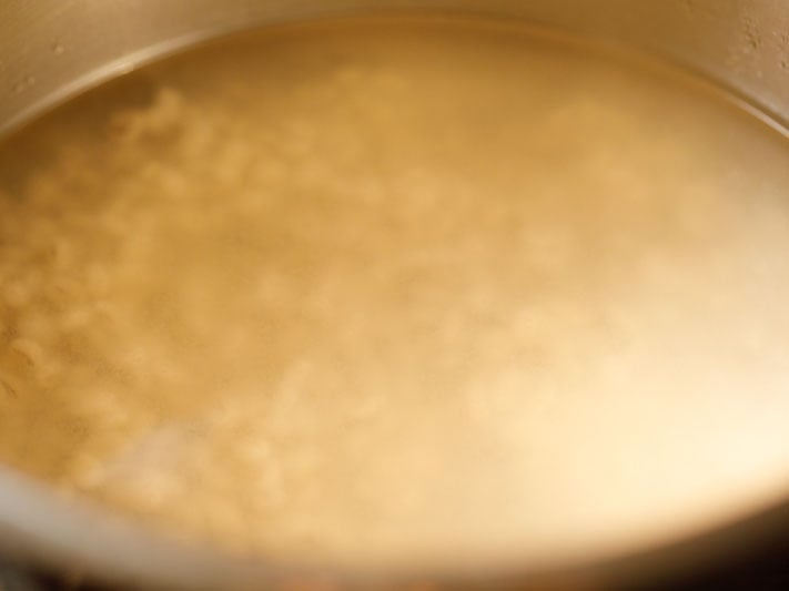 barley in cooking water prior to straining for making lemon barley water