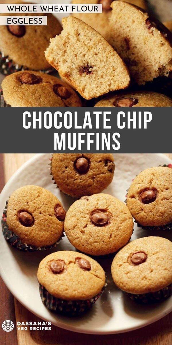 Eggless Chocolate Chip Muffins » Dassana's Veg Recipes