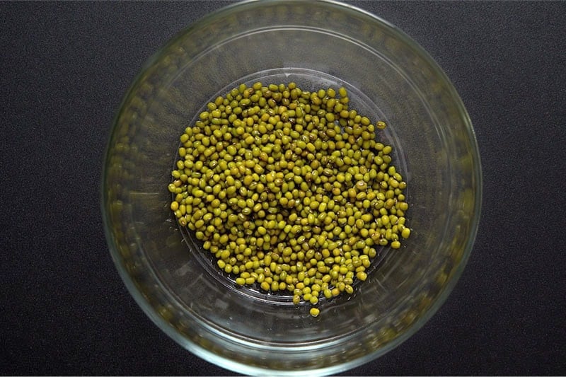 mung beans in a glass bowl