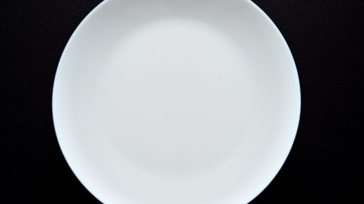 top shot of white plate on the bowl