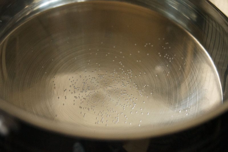 Top shot of water boiling in pot