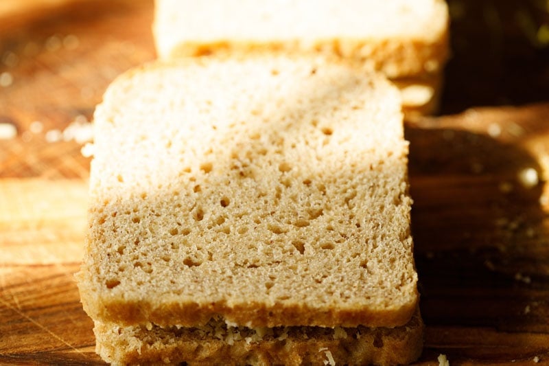 buttered bread slice covering the top of the cheese filling