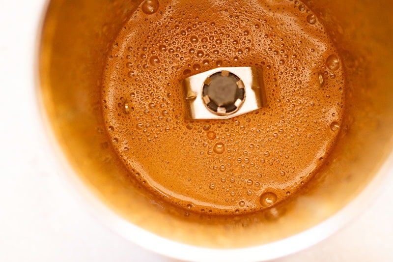 A light colored coffee concoction