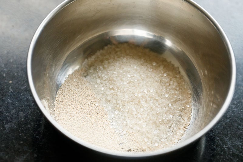 sugar and instant yeast in a bowl