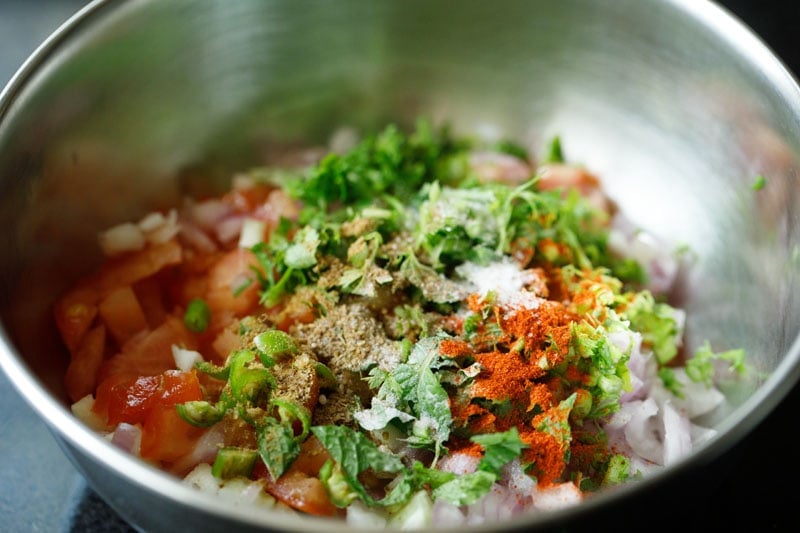 chili powder, cumin and salt added to bowl