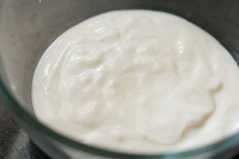 curd or yogurt in a glass bowl