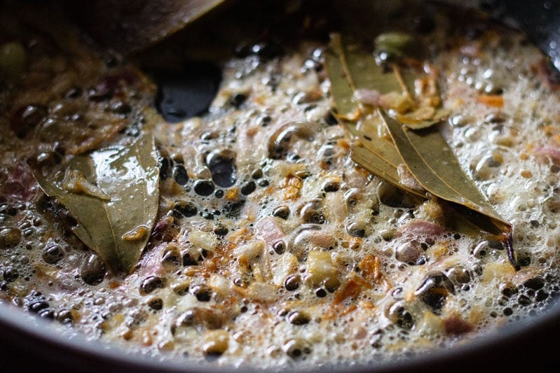 browned onions in the pan