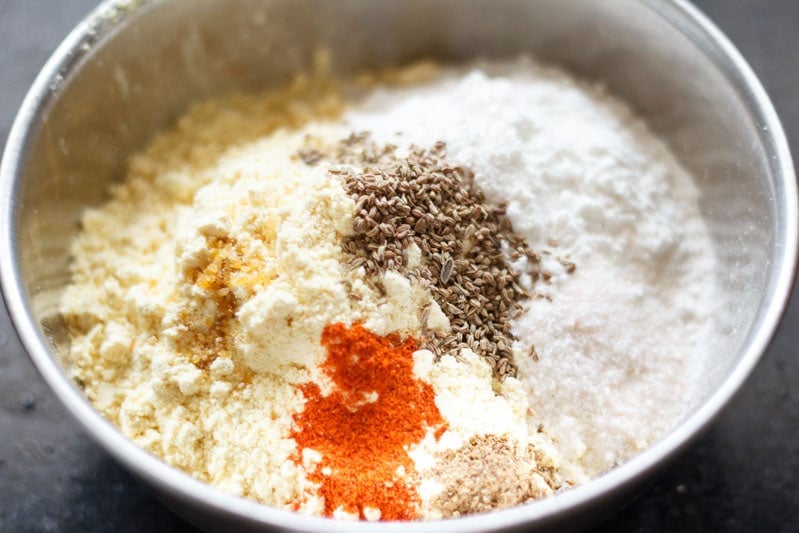 dry ingredients for the batter in a bowl