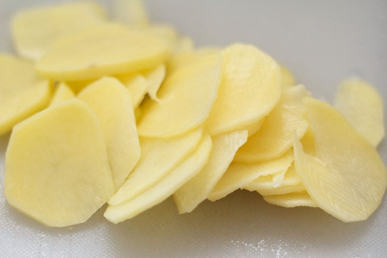 thinly sliced potato