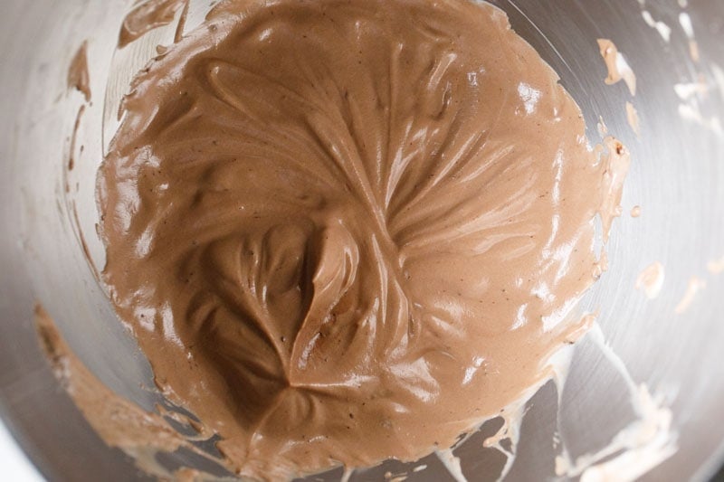 chocolate ganache added and mixed with cream to make easy chocolate mousse