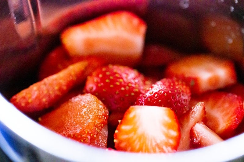 strawberries in a blender