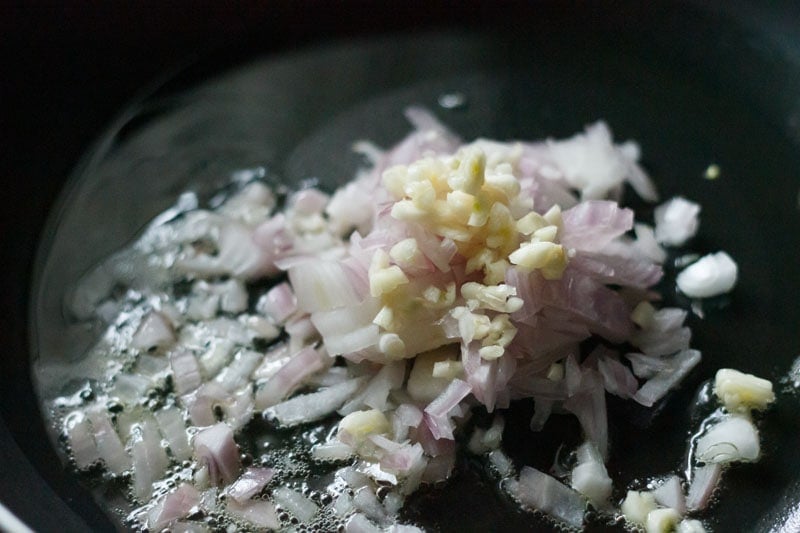 onions and garlic in a pan