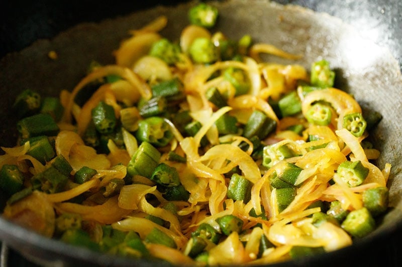 sautéing onions and okra