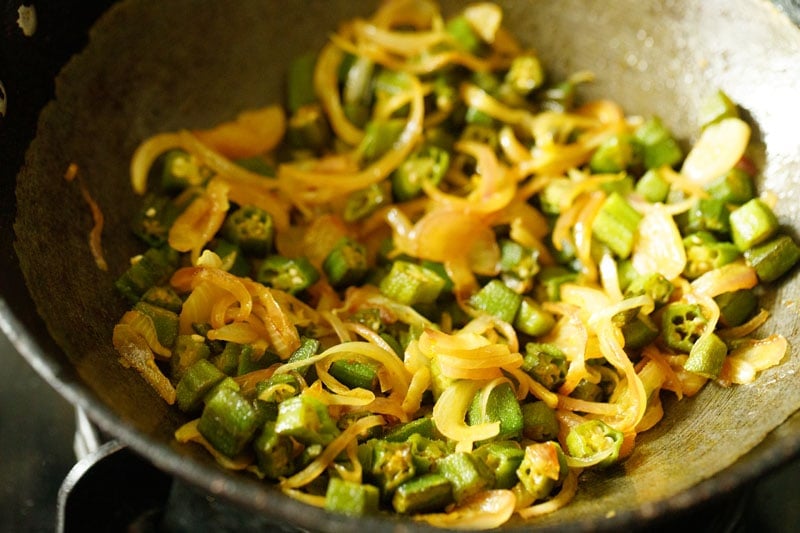 sautéing onions and okra