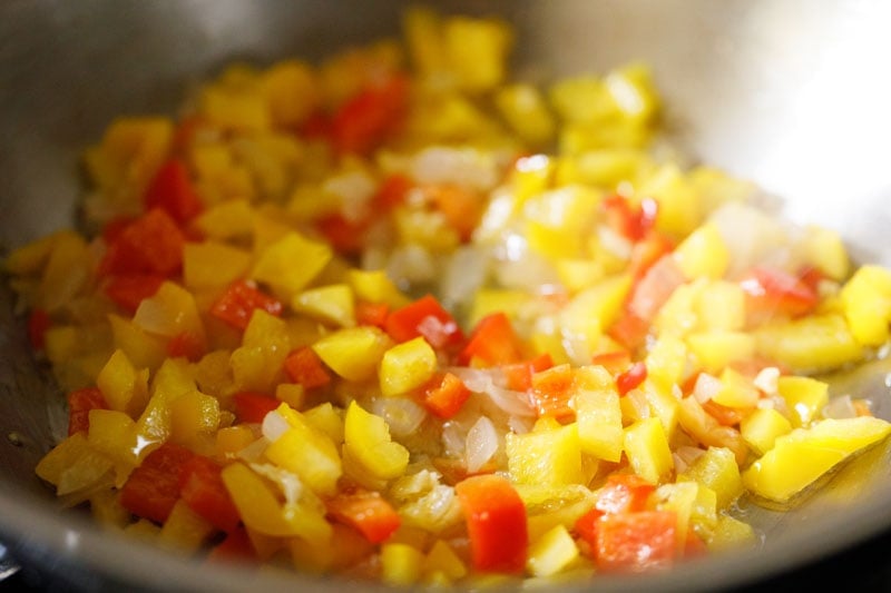 sautéing the veggies until soft