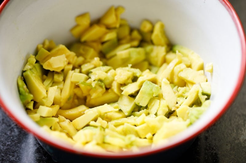 chopped avocado in a bowl