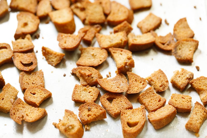 completed croutons are deep golden brown