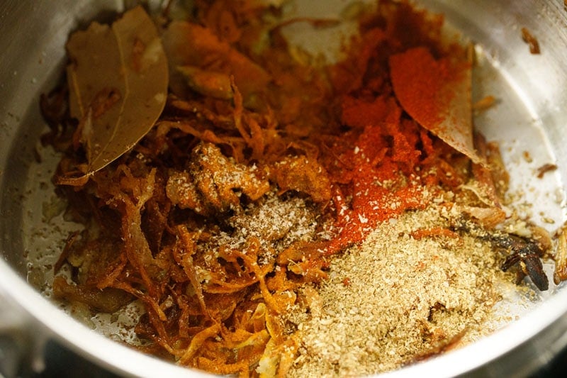 spices added to aromatics mixture