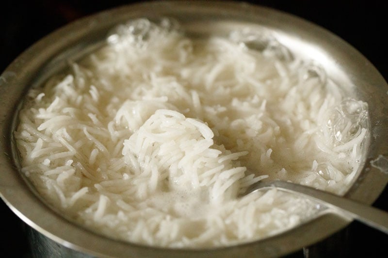 draining par-cooked rice