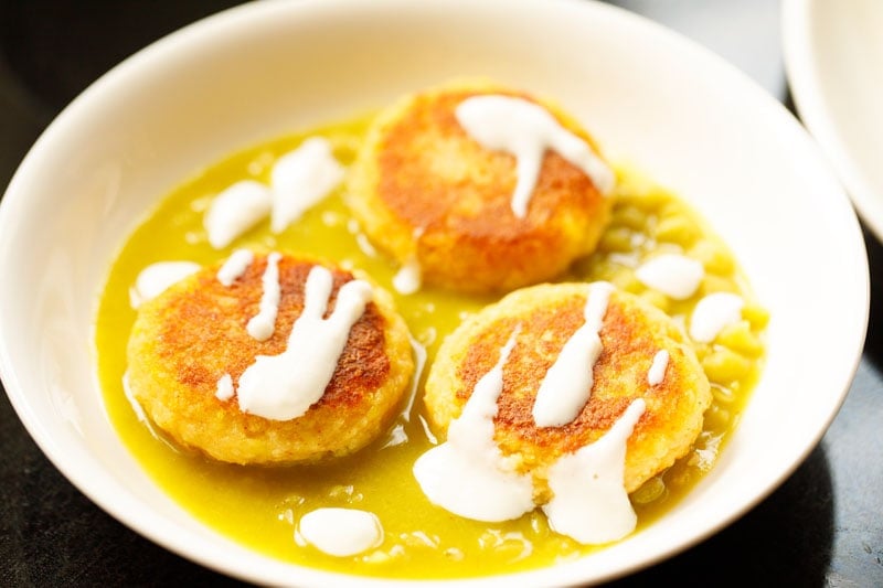 curd added to potato patties