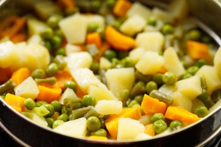 cooked veggies in a pan