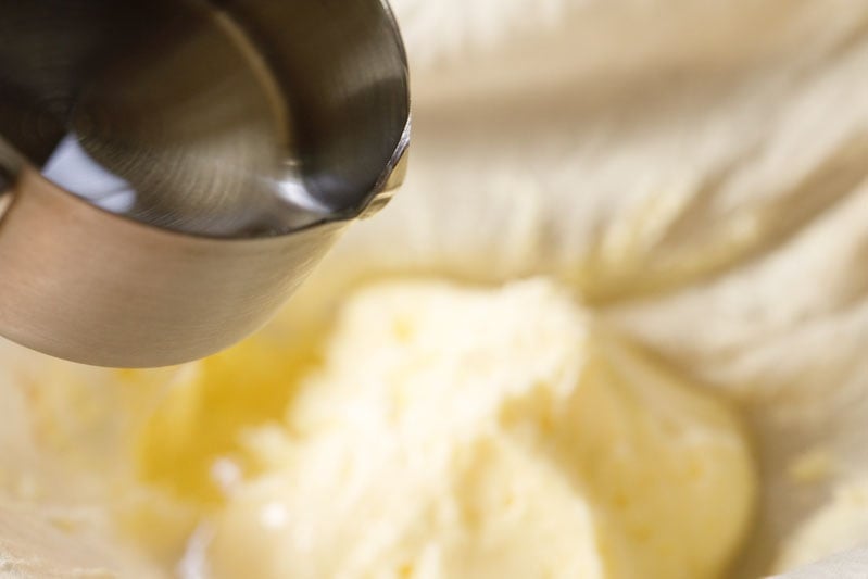 rinsing butter with water
