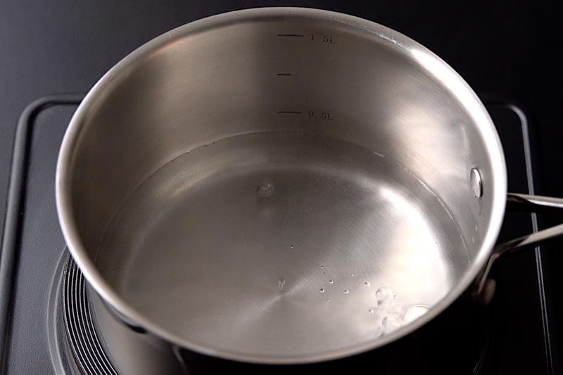 boiling water in a saucepan