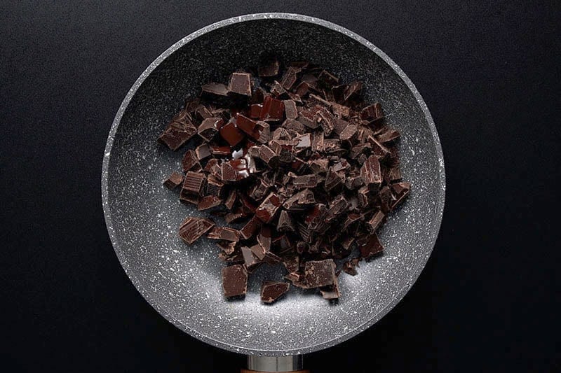 chocolate chunks in a pan on the top of a double boiler