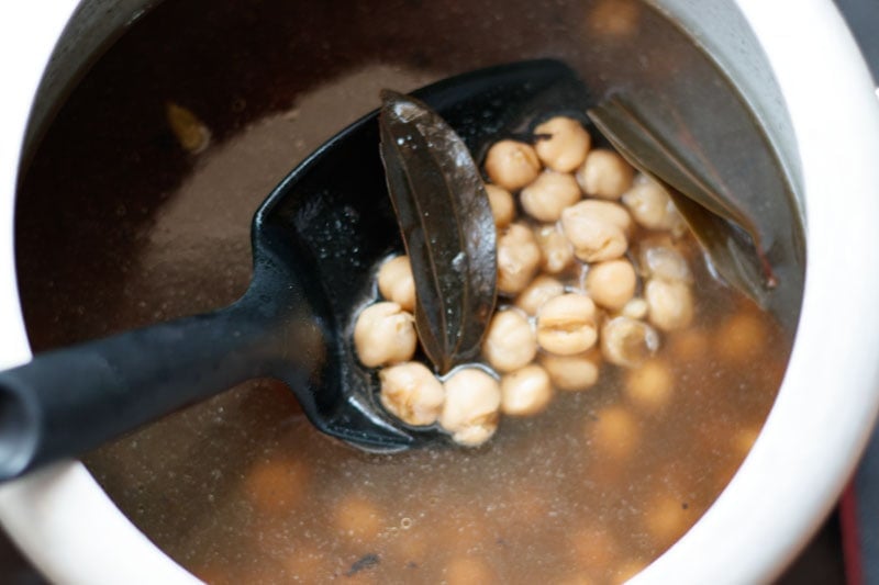 cooked chickpeas in the pressure cooker