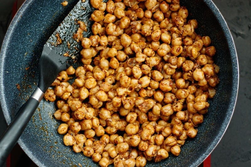 saute chickpeas for 5 to 7 minutes