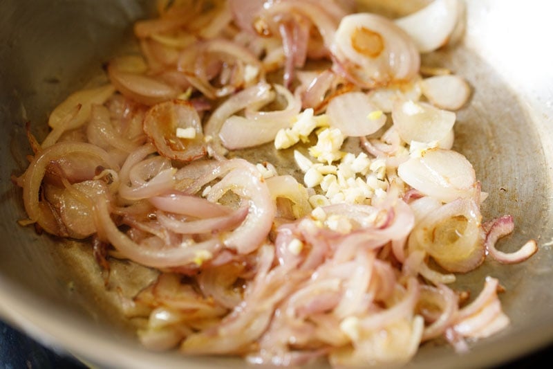 garlic added to pan with onions